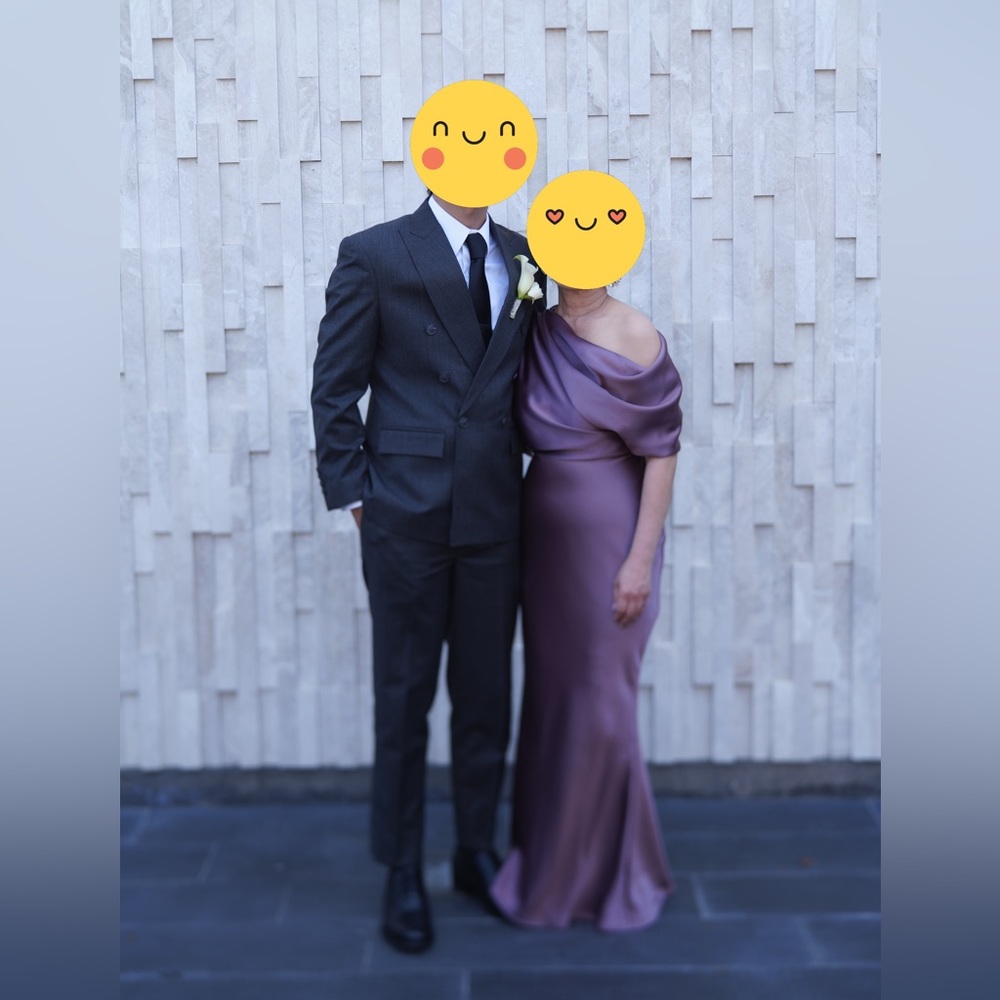 Amsale Pryce Draped One Shoulder Gown in Mauve
